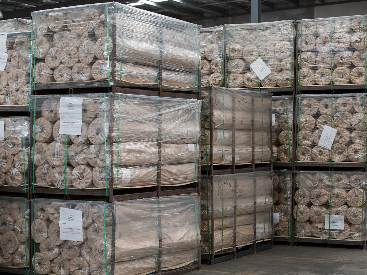 Roof Safety Mesh packed in creates ready for despatch